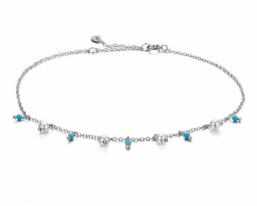 Silver Anklet Pearl Charms