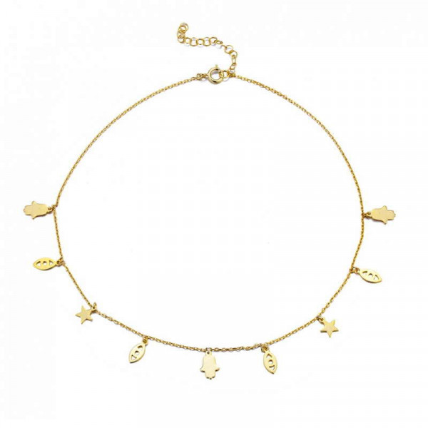 Gold charm choker sale