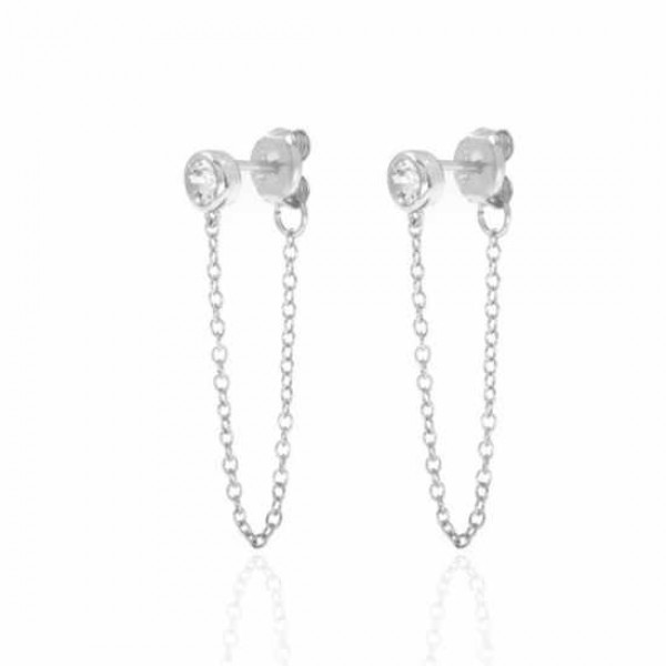 Pendientes Cadenita Plata Cristal Circonita