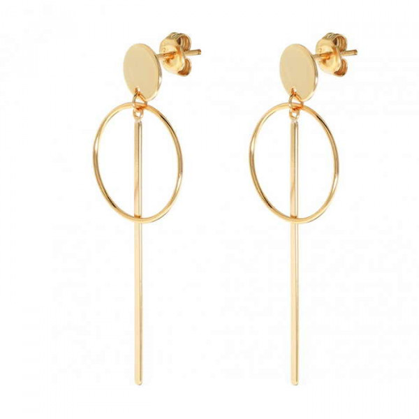 Hoop & Bar Gold Earrings